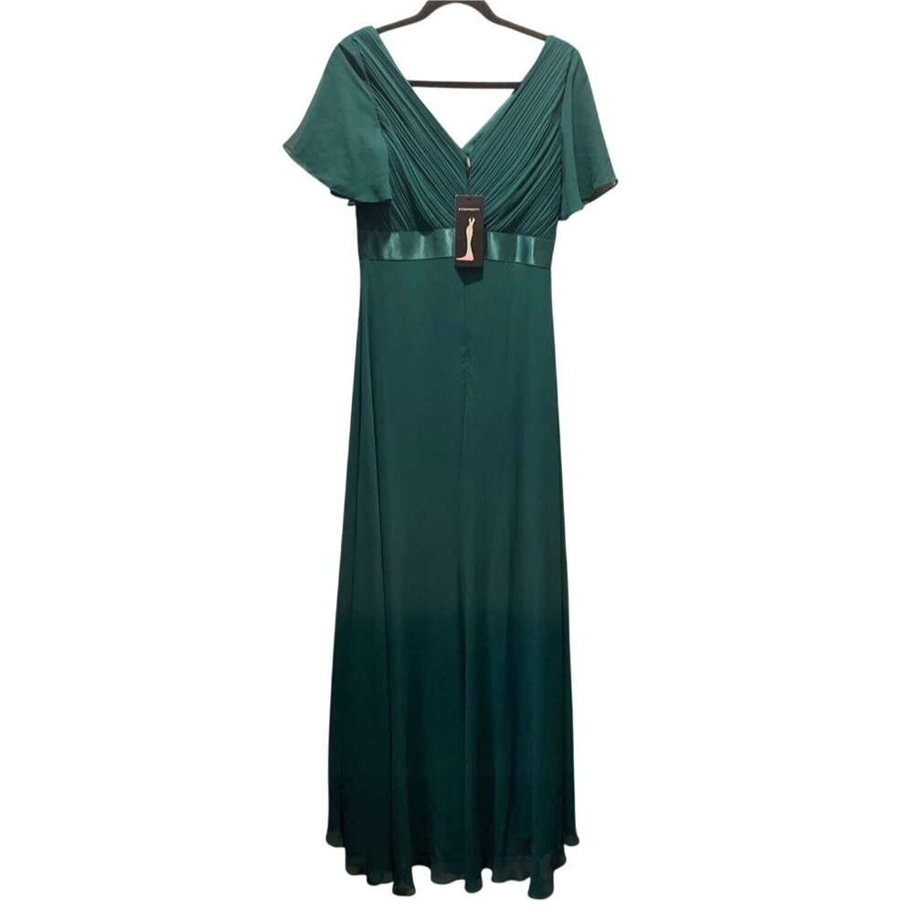 Ever-Pretty Chiffon Evening Dress Green V-Neck Prom Formal Gown Size M New - Picture 2 of 11